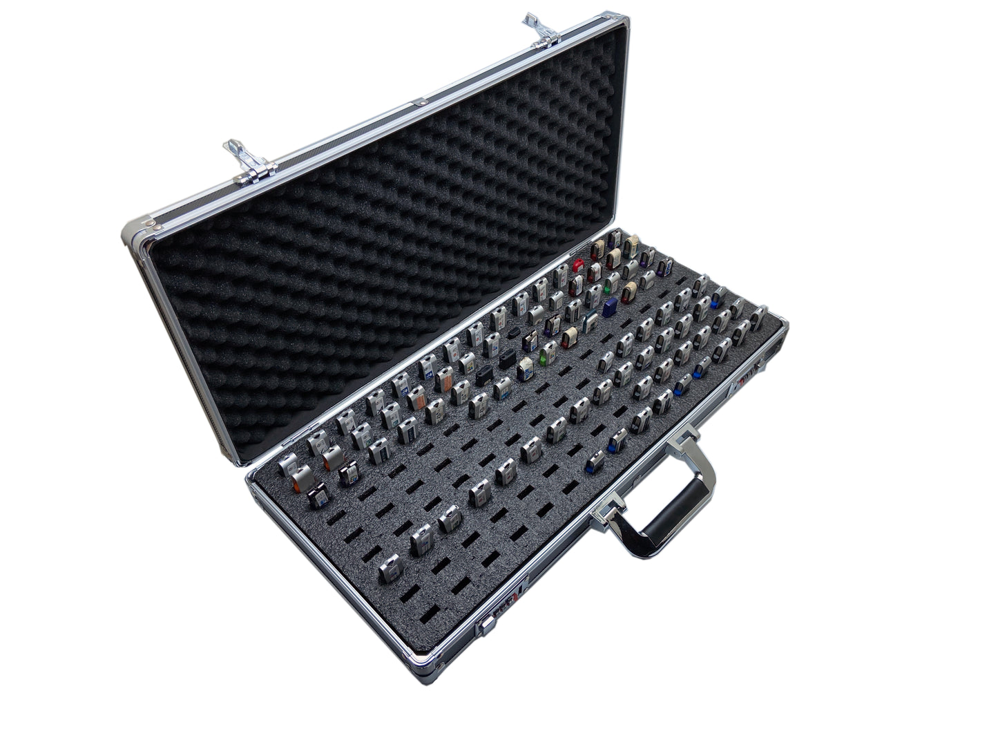 Aluminum USB Drive Organizer Case (130 Slots with Handle) – Shockproof Antistatic Large Storage Box