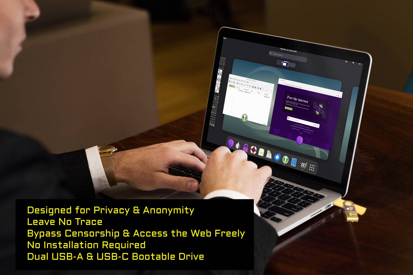 Linux Tails Bootable USB [8-32GB] – Anonymous Internet Access & Privacy-Focused Operating System