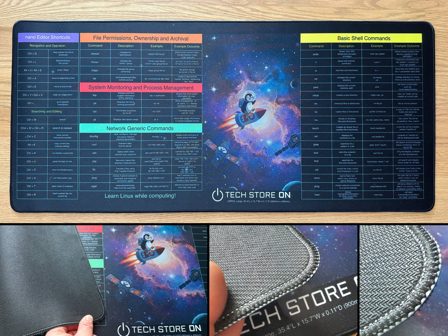 Linux Programmer Command XXL Mouse Pad – Essential Linux Commands Cheat Sheet