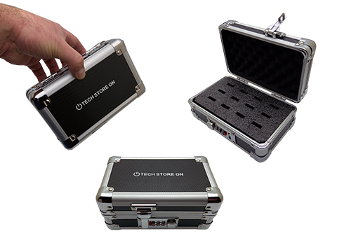 Memory and USB Drive Storage Organizer Case - Aluminum - Combination Lock - 12 USB slots
