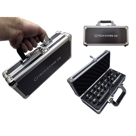 Memory and USB Drive Storage Organizer Case - Aluminum - Combination Lock - Carry Handle - 24 USB slots, 2 HDD slots