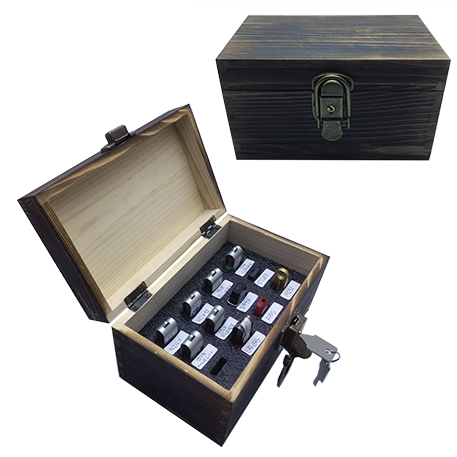 Memory and USB Drive Storage Organizer Case - Wood - Key Lock - 12 USB slots
